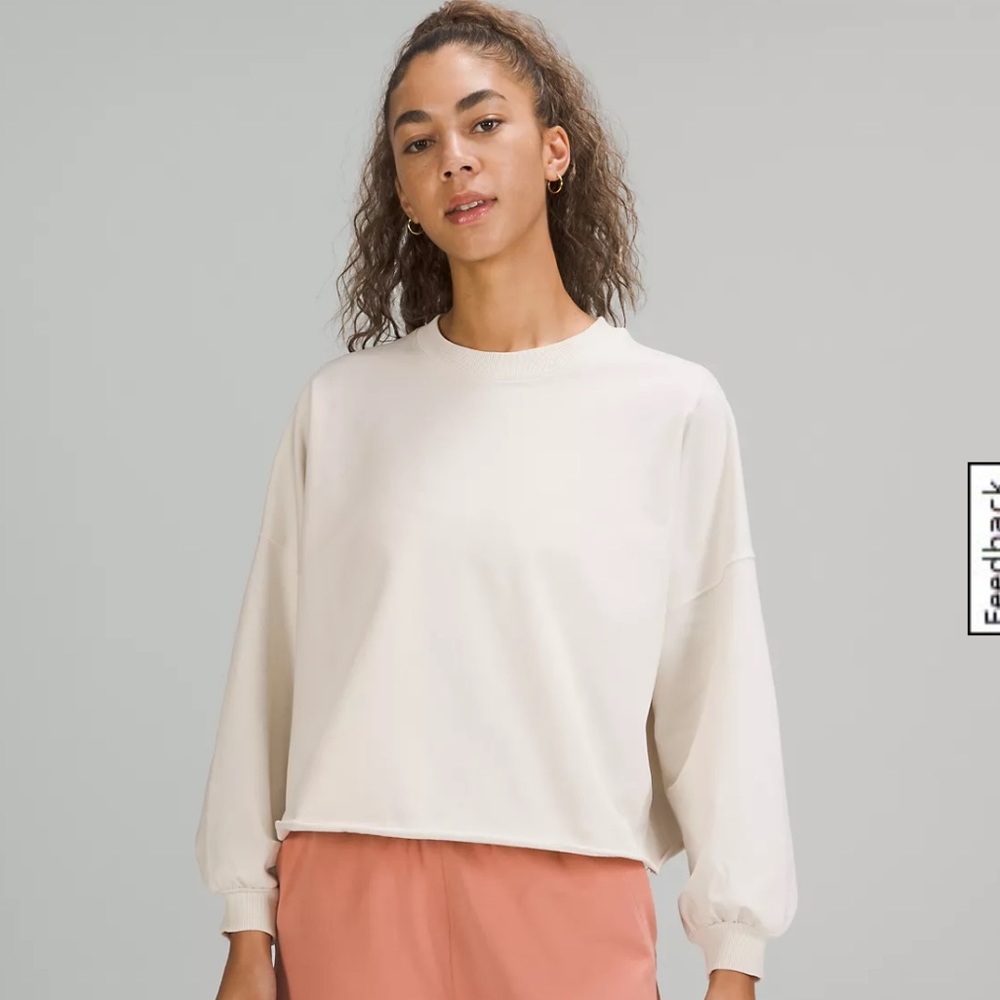 Lululemon french terry perfectly oversized cropped crew white opal